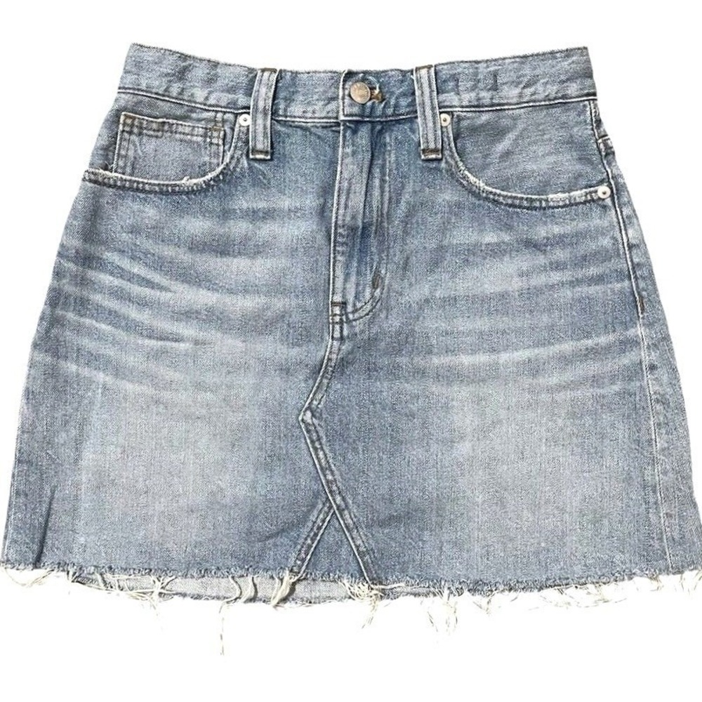 Madewell Denim Skirt Boho Rigid Denim A-Line Mini Cotton Frayed Women Sz 27 US 4